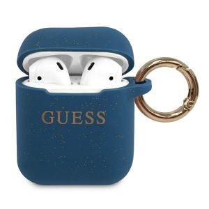 Guess AirPods 1 / 2 Silicone Glitter blue Cover / Case