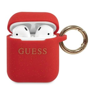 Guess AirPods 1 / 2 Silicone Glitter red Cover / Case