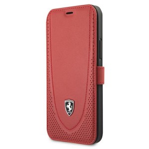 Ferrari iPhone 12 Pro Max Ledertasche Perforated Rot FEOGOFLBKP12LRE