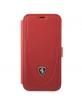 Ferrari iPhone 12 Pro Max Ledertasche Perforated Rot