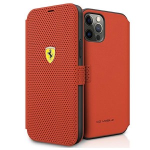 Ferrari cover case iPhone 12 Pro Max perforated red FESPEFLBKP12LRE