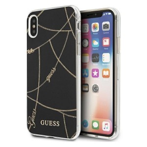Guess iPhone XS / X Case Chain Gold black GUHCPXPCUCHBK