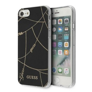 Guess iPhone 7 / 8 / SE 2020 Hülle Chain Gold schwarz