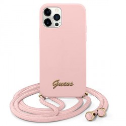 Guess iPhone 12 Pro Max Hülle Silikon Rose Leine