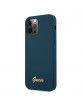 GUESS iPhone 12 Pro Max Silicone Case Blue Metal Logo Script GUHCP12LLSLMGBL
