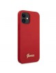 GUESS iPhone 12 mini silicone case red metal logo script