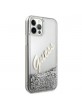 Guess iPhone 12 Pro Max Case / Cover Glitter Vintage Script silver
