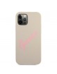 Guess iPhone 12 / 12 Pro Cover Case Silicone Vintage Script Gray / Pink