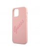 Guess iPhone 12 / 12 Pro Case / Cover Silicone Script Vintage Rose