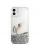 Guess iPhone 12 mini Case / Cover glitter vintage script silver