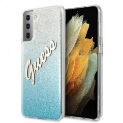 Guess Samsung S21 + Plus Case Glitter Gradient Script Blue