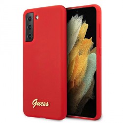 GUESS Samsung S21+ Plus Silikon Hülle / Case Rot Script