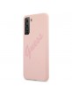 GUESS Samsung S21 + Plus silicone script vintage cover / case pink