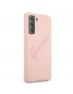 GUESS Samsung S21 + Plus silicone script vintage cover / case pink