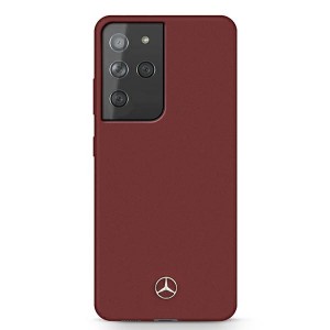 Mercedes Samsung S21 Ultra Silicone Line Hülle / Cover / Case rot MEHCS21LSILRE