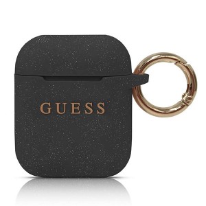 Guess Airpods 1 / 2 Silicon Glitter Cover Hülle Tasche Case Schwarz