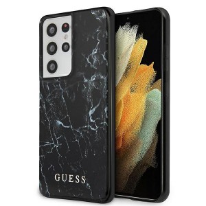GUESS Samsung S21 Ultra Cover Case Hülle Marble schwarz GUHCS21LPCUMABK