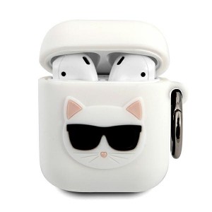 Karl Lagerfeld AirPods 1 / 2 Silicone Hülle Choupette weiß