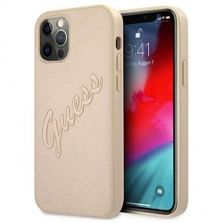 Guess iPhone 12 Pro Max Hülle Gold Saffiano Vintage