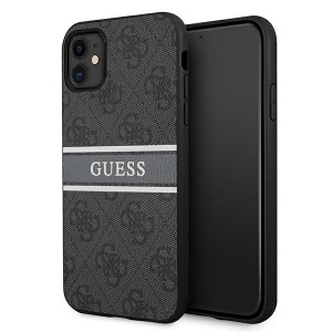 Guess iPhone 11 Case Cover Hülle 4G Stripe Grau