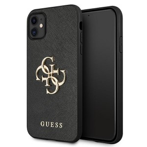 Guess iPhone 11 Case Cover Black Saffiano 4G Big Logo
