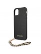 Guess iPhone 11 Saffiano Case Cover Black Shoulder Strap Chain