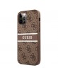 Guess iPhone 12 / 12 Pro Case Cover Hülle 4G Stripe Braun