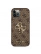 Guess iPhone 12 / 12 Pro 4G Big Metal Logo Case Cover Hülle Braun