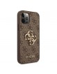 Guess iPhone 12 / 12 Pro 4G Big Metal Logo Case Cover Hülle Braun