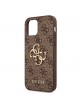 Guess iPhone 12 / 12 Pro 4G Big Metal Logo Case Cover Hülle Braun