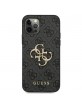 Guess iPhone 12 / 12 Pro 4G Big Metal Logo Case Cover Hülle Grau.