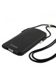 Guess iPhone 12 / 12 Pro phone case Saffiano Black shoulder strap