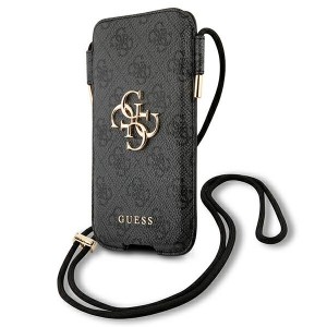 Guess iPhone 12 / 12 Pro phone case Saffiano gray shoulder strap