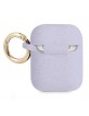 Guess AirPods 1 / 2 Case Cover Silicone Vintage Script purple