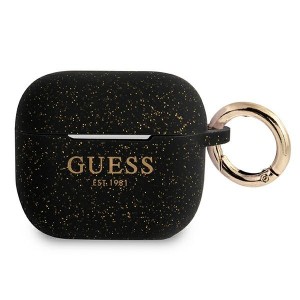 Guess AirPods 3 Case Cover Hülle Silikon Glitzer schwarz