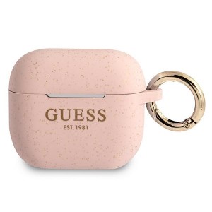 Guess AirPods 3 Case Cover Hülle Silikon Glitzer pink