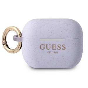 Guess AirPods Pro Case Cover Hülle Silikon Vintage Script lila
