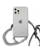 Guess iPhone 12 Pro Max Case Cover Hülle Transparent Silber Kette Gürtel
