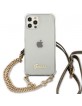 Guess iPhone 12 / 12 Pro case Cover Hülle Transparent Gold Kette Gürtel