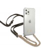 Guess iPhone 12 / 12 Pro case cover transparent gold chain belt