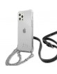 Guess iPhone 12 / 12 Pro Case Cover Hülle Transparent Silber Kette Gürtel