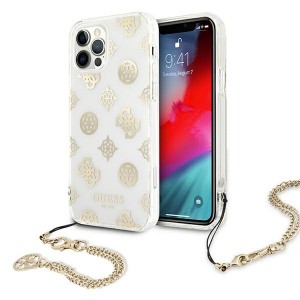 Guess iPhone 12 / 12 Pro Case Cover Hülle Peony Chain Weiß Gold