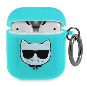 Karl Lagerfeld AirPods 1 / 2 Case Cover Hülle Choupette blau