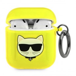 Karl Lagerfeld AirPods 1/2 Case Cover Cover Choupette Neon Yellow