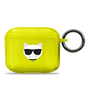 Karl Lagerfeld AirPods 3 Case Cover Hülle Neon Gelb Choupette