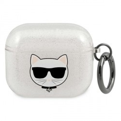 Karl Lagerfeld AirPods 3 Case Cover Hülle silber Glitter Choupette