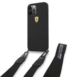 Ferrari iPhone 12 / 12 Pro black hardcase On Track Silicone with strap