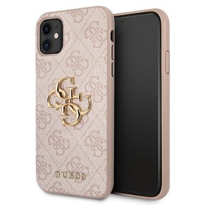 Guess iPhone 11 4G Big Metal Logo Case Cover Hülle Beige