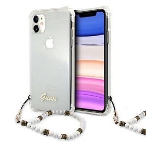 Guess iPhone 11 Case Cover Hülle Weiß Pearl Transparent