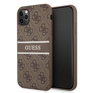 Guess iPhone 11 Pro Max Case Cover Hülle 4G Stripe Braun